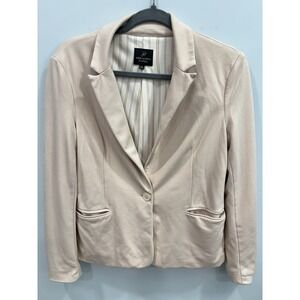 Adrianna Papell Jacket Womens Small Pink Beige Button Front Lined Blazer Pockets